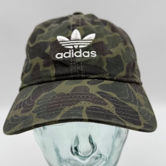 Adidas Green Camo Hat Women's OS Adjustable Baseball Strapback Cap Cotton Logo - Picture 1 of 10